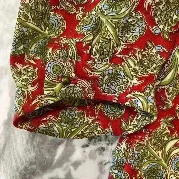 Daniel Rainn Womens S Red Brown Pattern Long Sleeve Boho Crochet Tassel Blouse - Picture 8 of 12